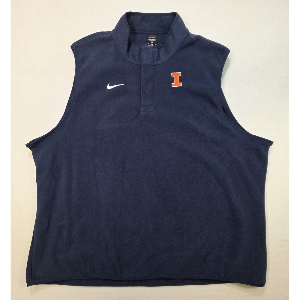 Nike Illinois Fighting Illini Vest Jacket Mens 2XL LIMITED USE Fleece 1/4 Zip